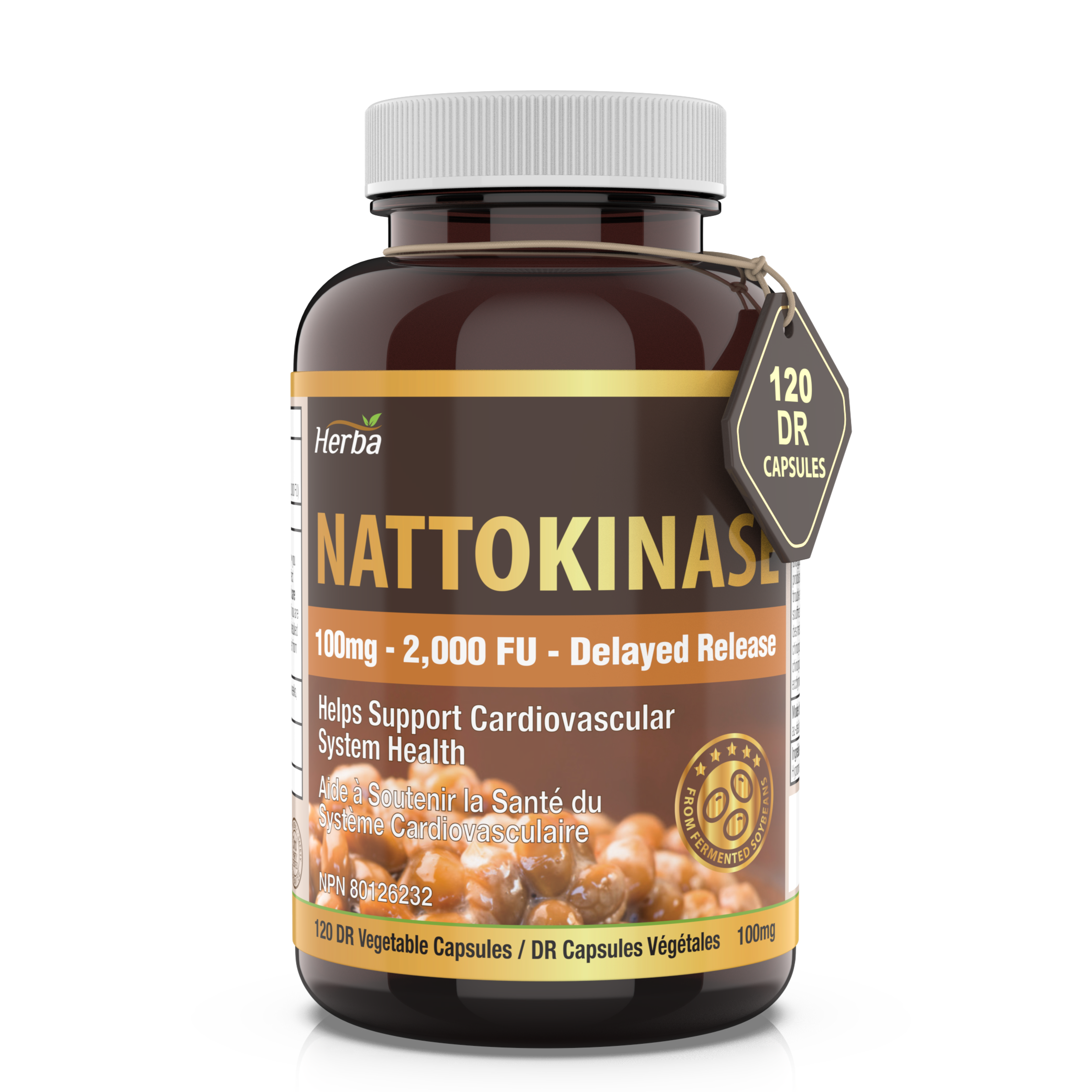 Herba Nattokinase Supplement 2000 FU – 100mg, 120 Delayed Release Capsules