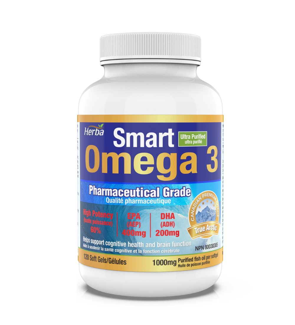 Herba Omega 3 Fish Oil Capsules 1000mg – 120 Soft Gels | Ultra Purified and High Potency 60% (EPA 400mg DHA 200mg)