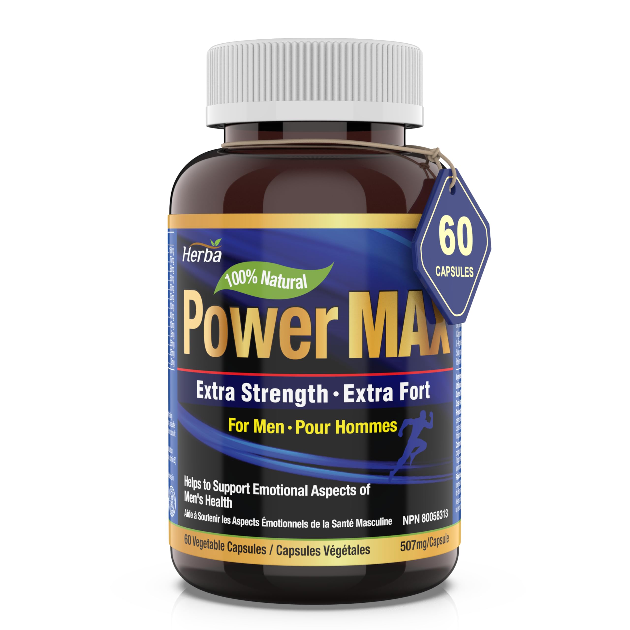 Herba Power Max - 60 Capsules | Tongkat Ali, Maca, Tribulus, Panax Ginseng and 9 Other Ingredients