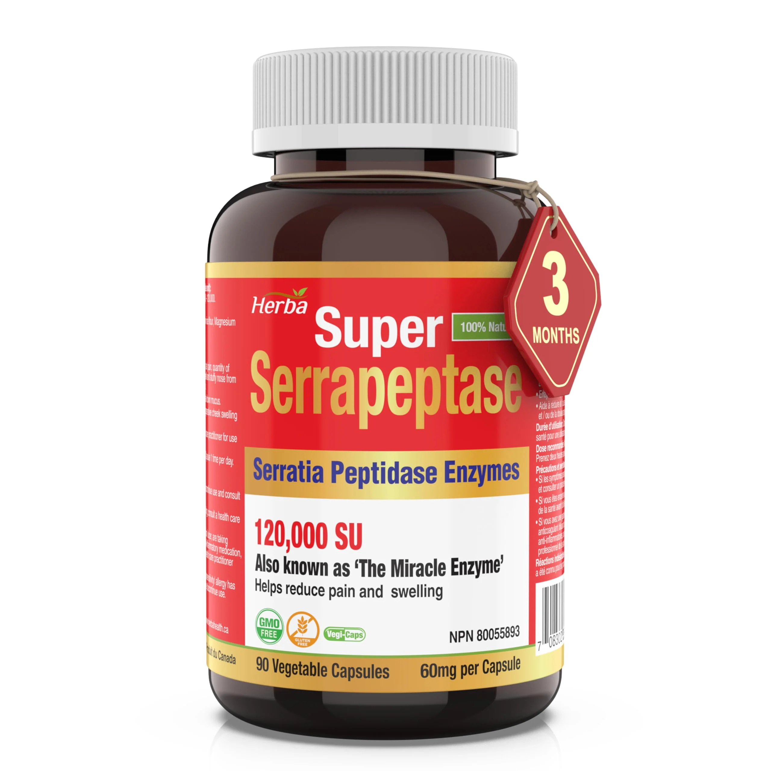 Herba Serrapeptase 120,000 SU - 90 Vegetable Capsules