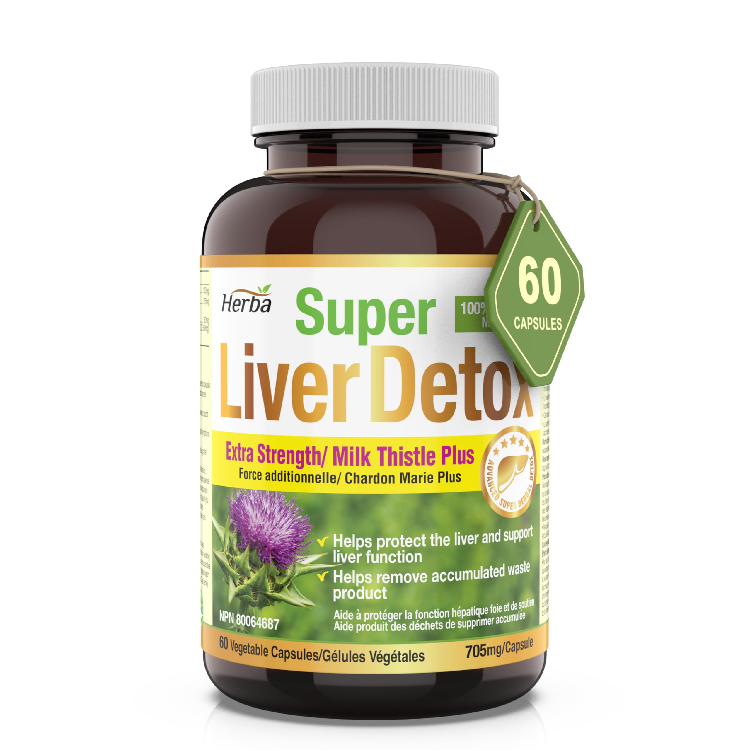 Herba Liver Detox Supplement - 60 Capsules | Liver Health Formula with Milk Thistle and 6 Other Ingredients