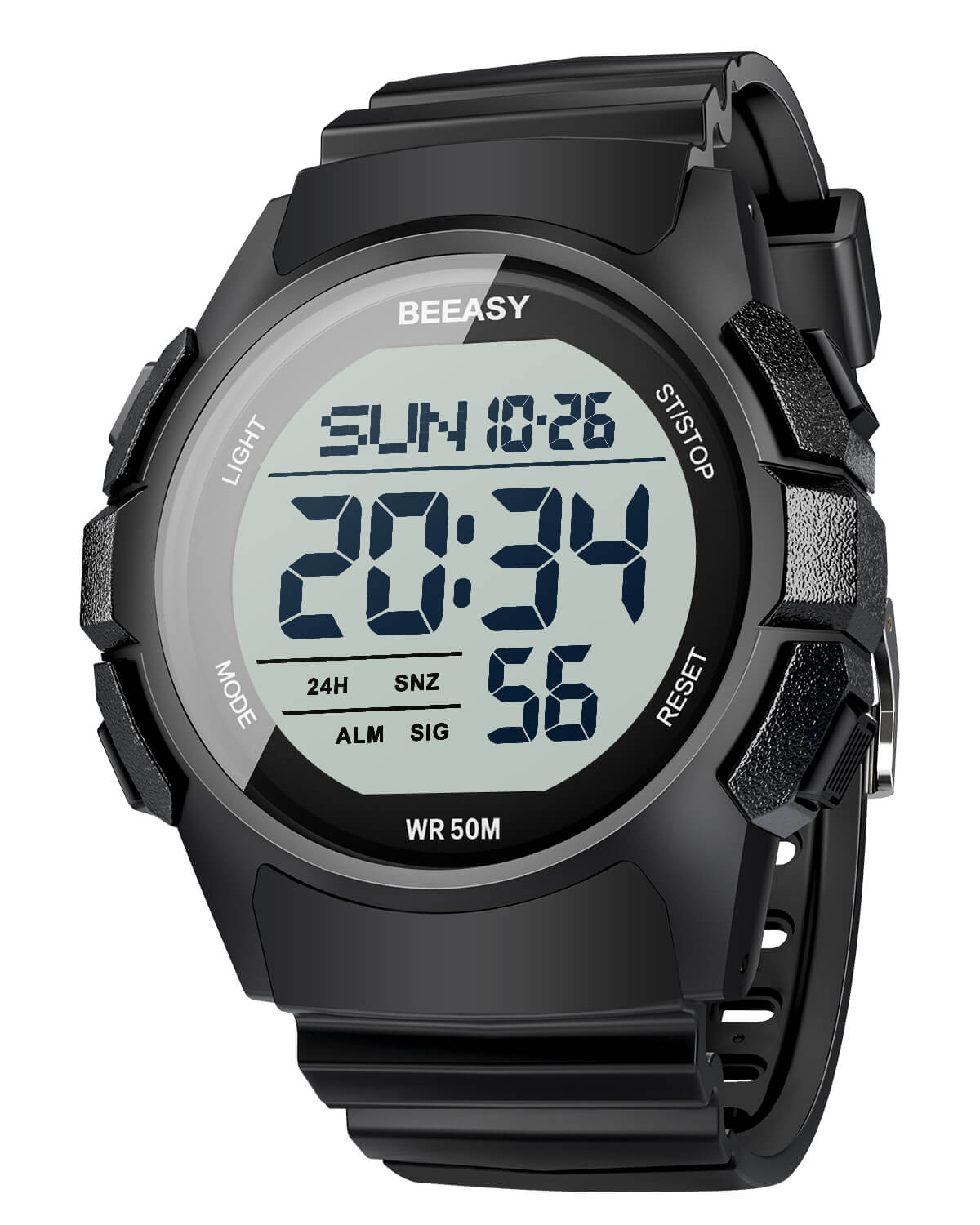 Black Mens Digital Sports Watch Waterproof Beeasy