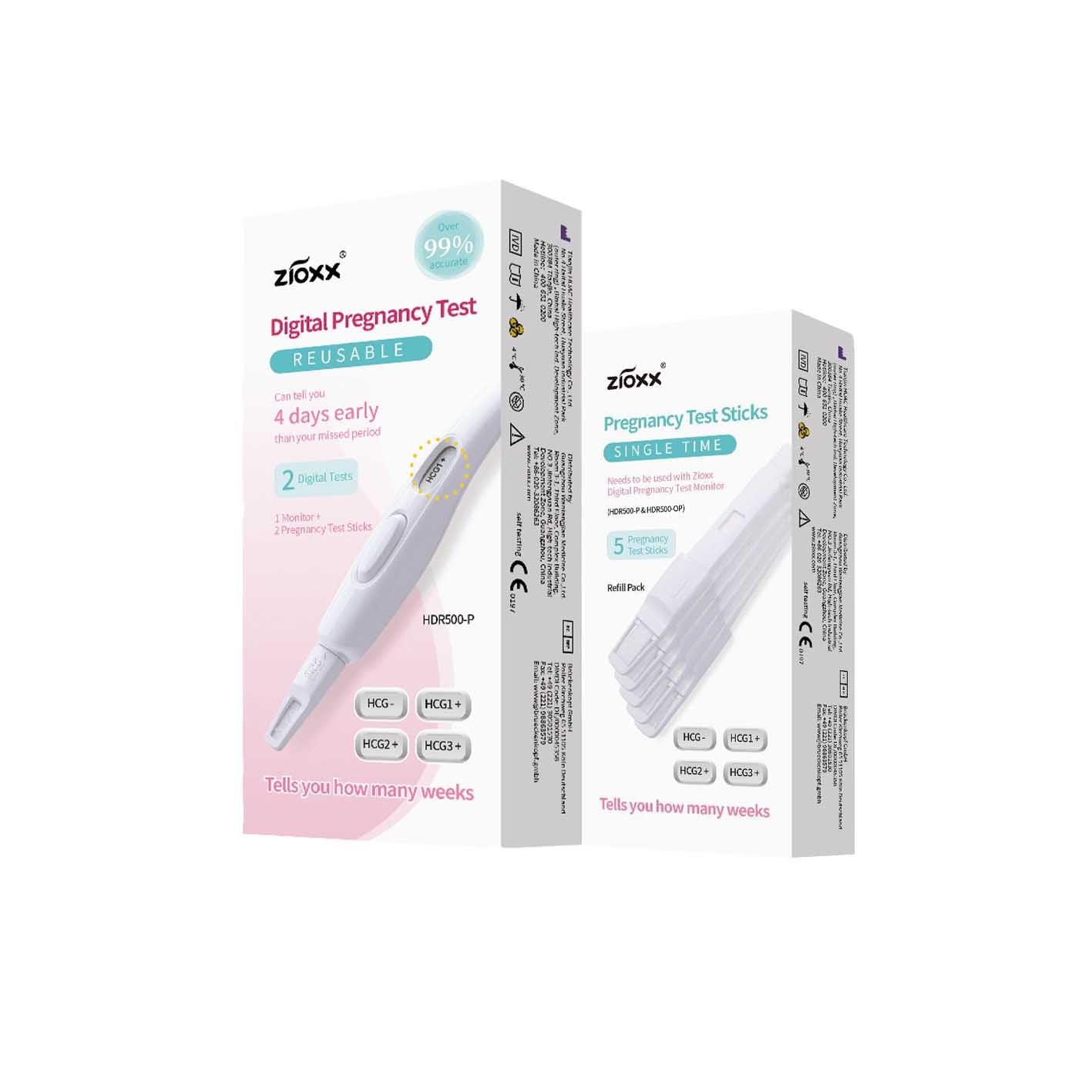 Zioxx Digital Pregnancy Tests with Week Indicator 1 Monitor and 7 Pregnancy Tests