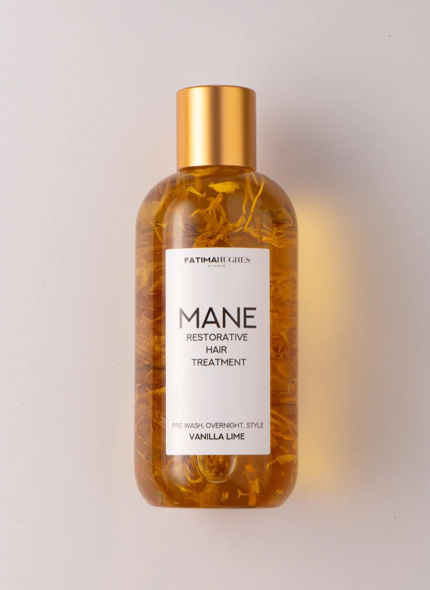 MANE Natural Restorative Hair Treatment Oil- A Vanilla Lime Scent.