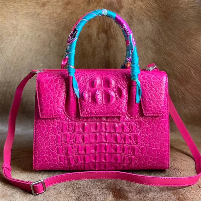 Exotic Genuine Alligator Leather OL Lady Working Totes Authentic Real Crocodile Skin Female Handbag Women's Single Shoulder Bag