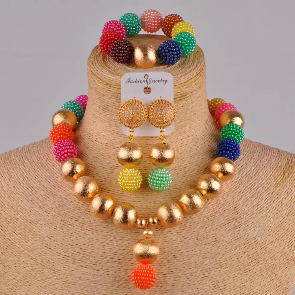 Fashion African Handmade Beaded Nigeria Jewelry Set