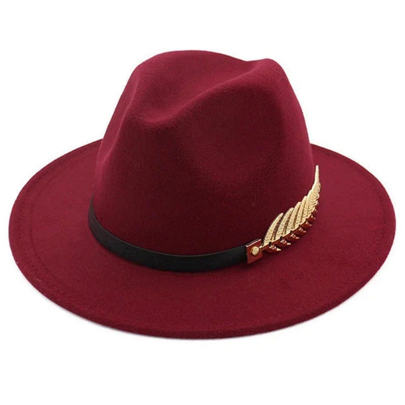 Fashion Metal Accessories Woolen Hat Jazz Hat Autumn and Winter Korean Version British Vintage Top Hats Acceessories