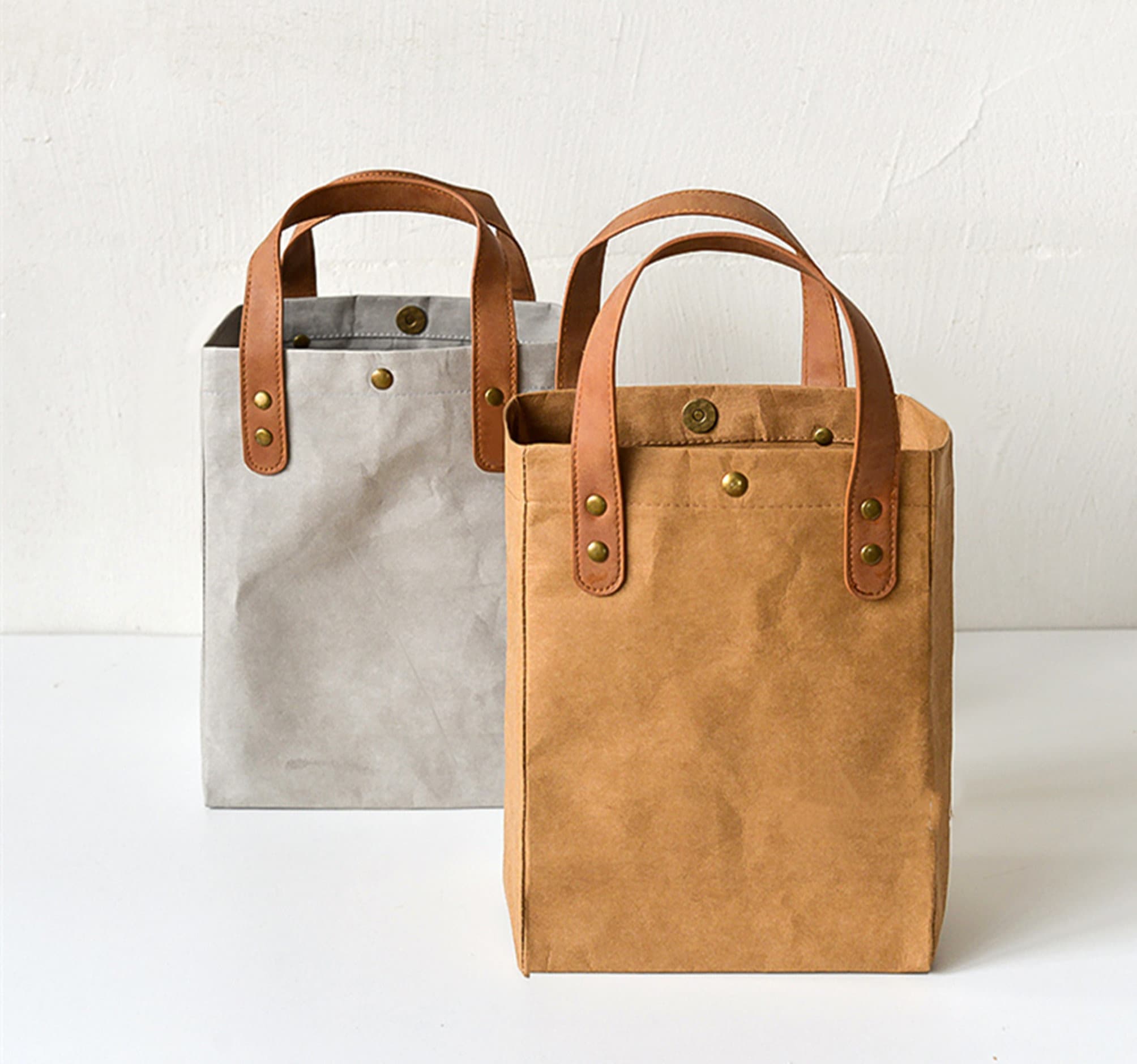 Washable kraft paper storage bags, tote bags, large-capacity shopping bags, stationery bags, lunch bags, flower baskets， storage bags