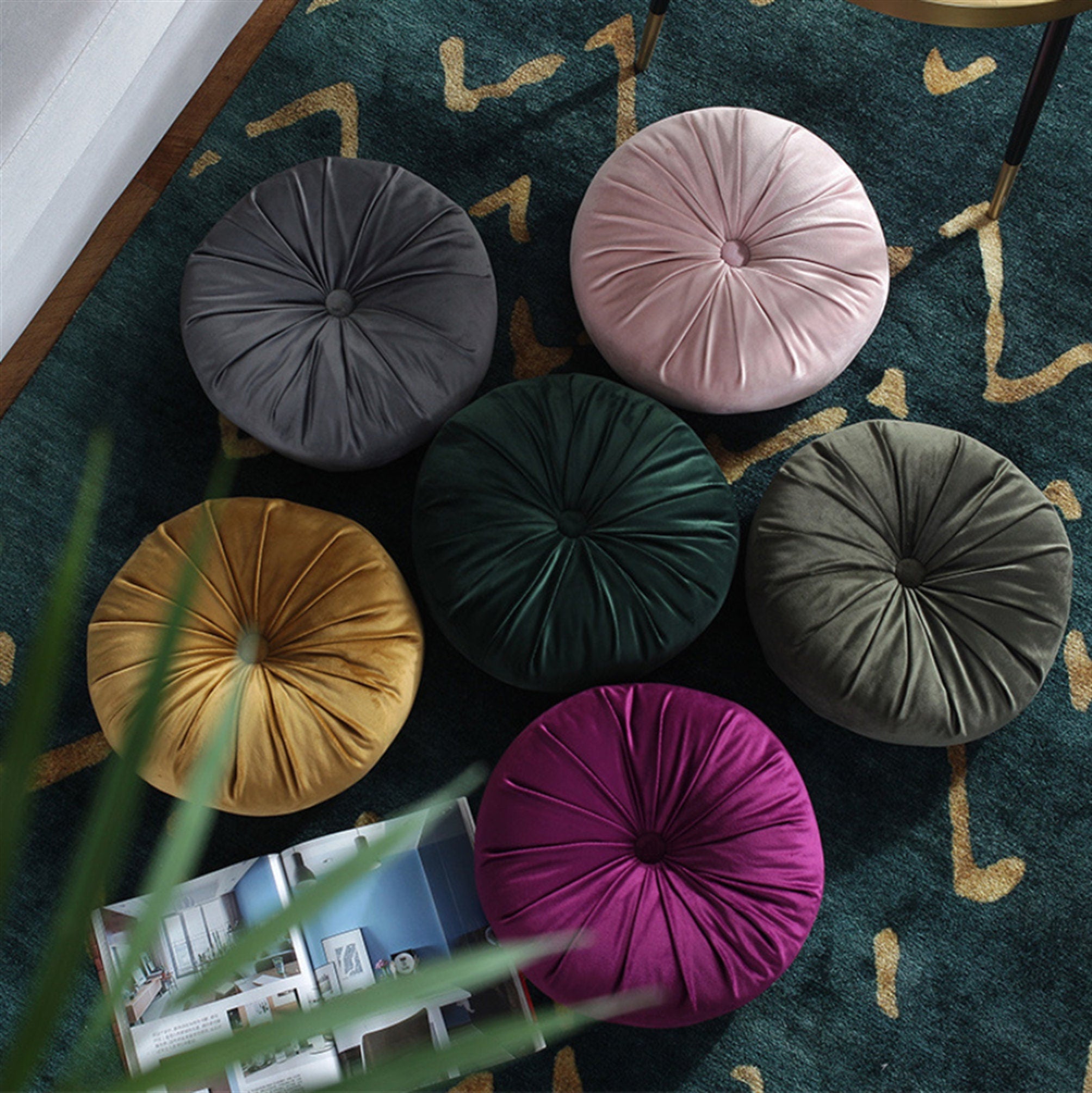 Velvet sofa cushion-Round cushion-colorful pillow