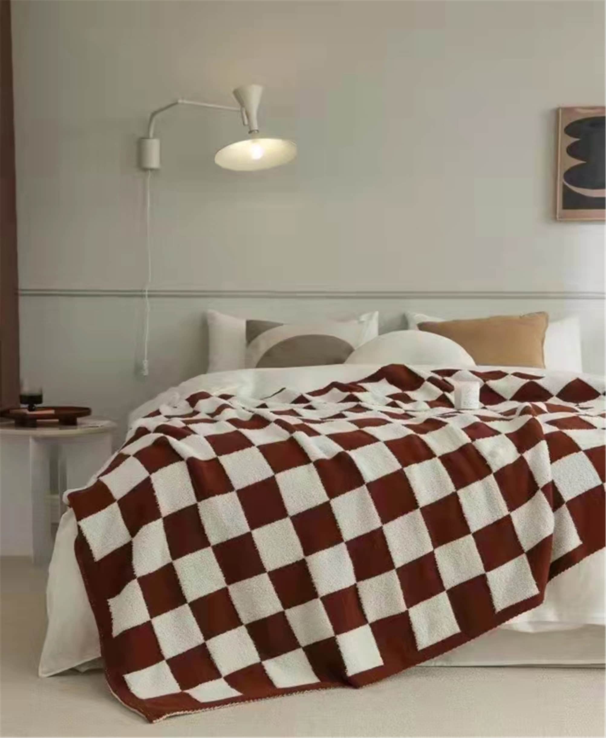 Checkerboard grid blanket, bed spread coffee grid