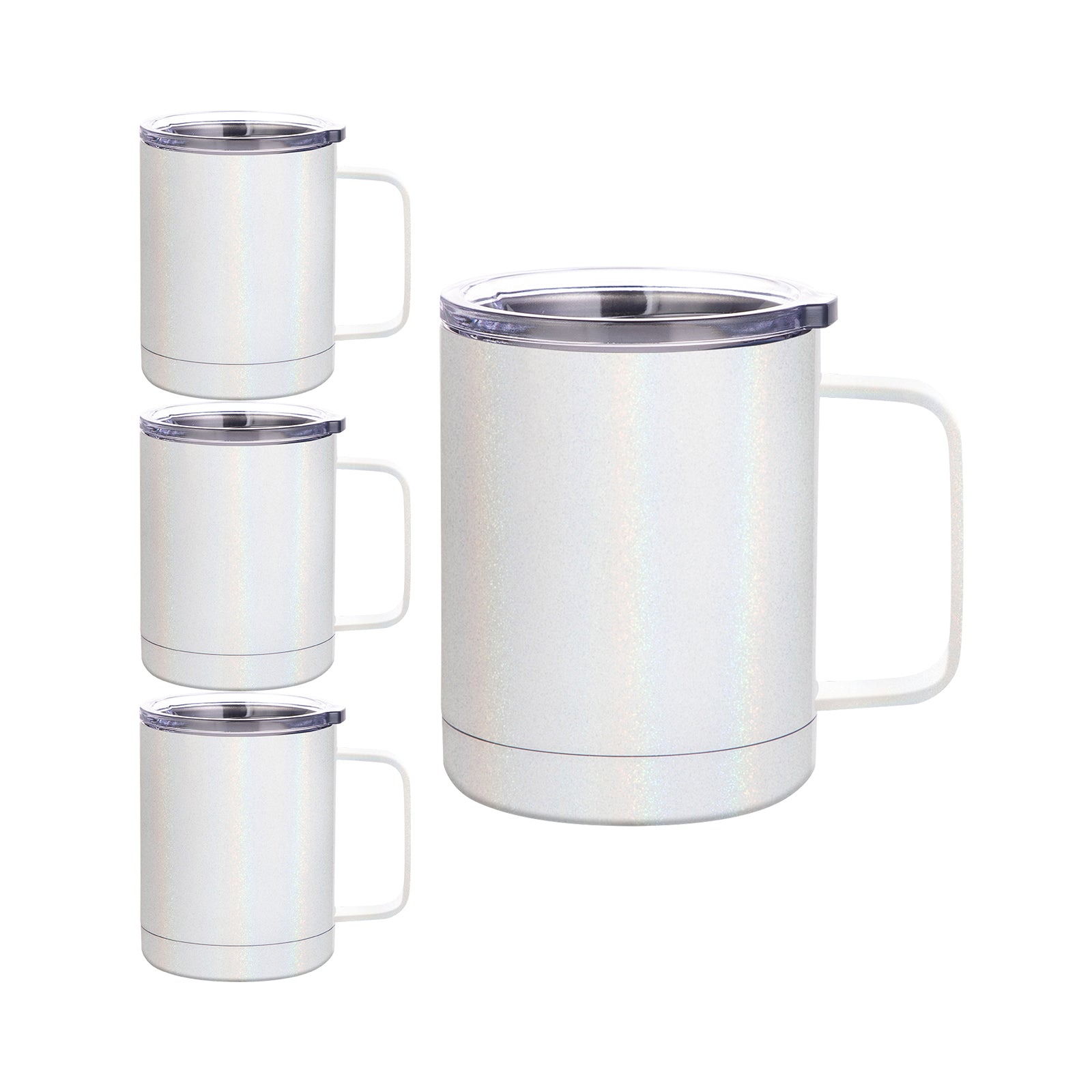 12oz Glitter Stainless Steel Sublimation Mugs - 4 Pack