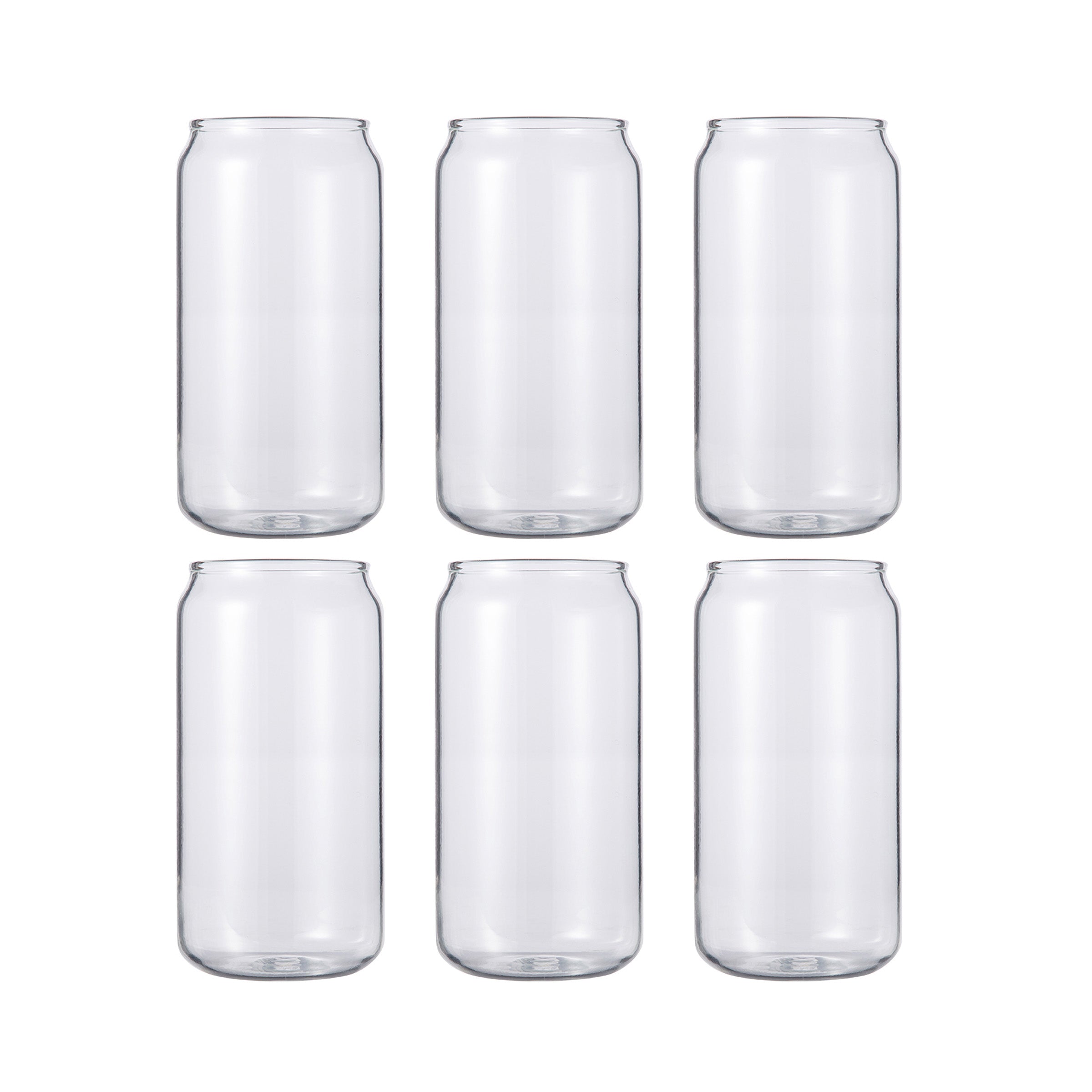 13oz Sublimation Frosted Glass Cans With Bamboo Lid and Glass Straws - 6 Pack