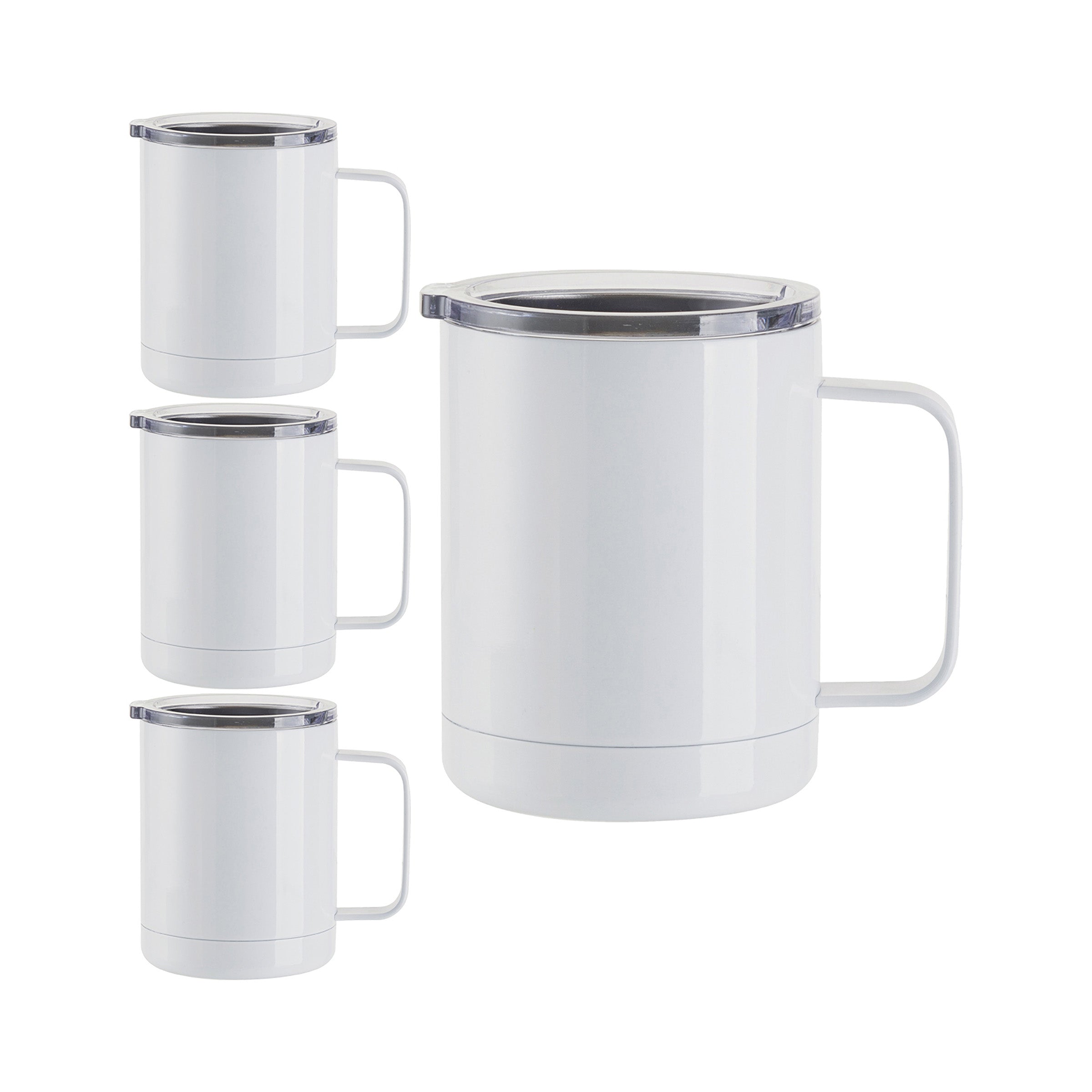 12oz Stainless Steel Sublimation Lidded Mugs - 4 Pack