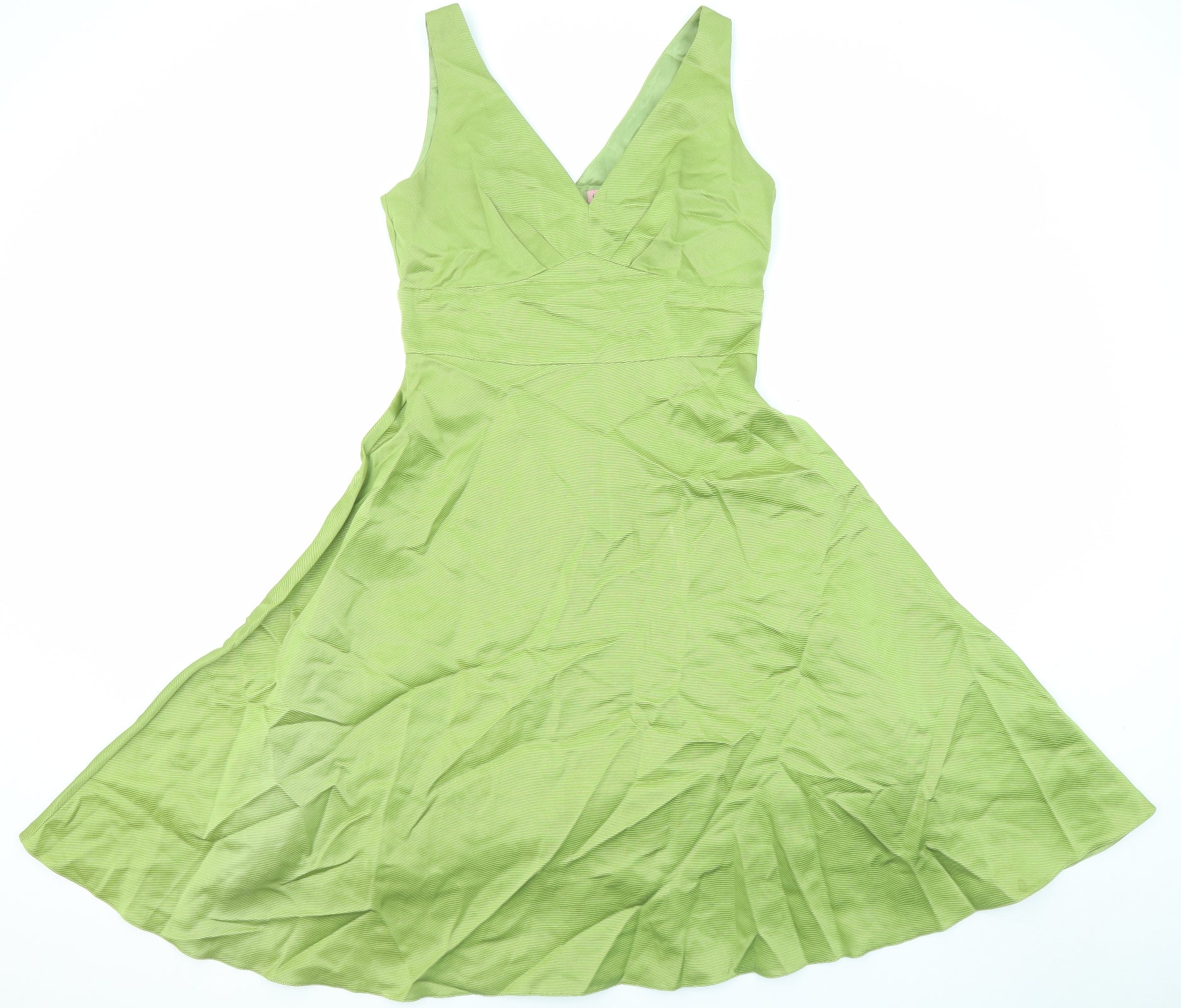 Phase Eight Womens Green Cotton A-Line Size 12 V-Neck Zip