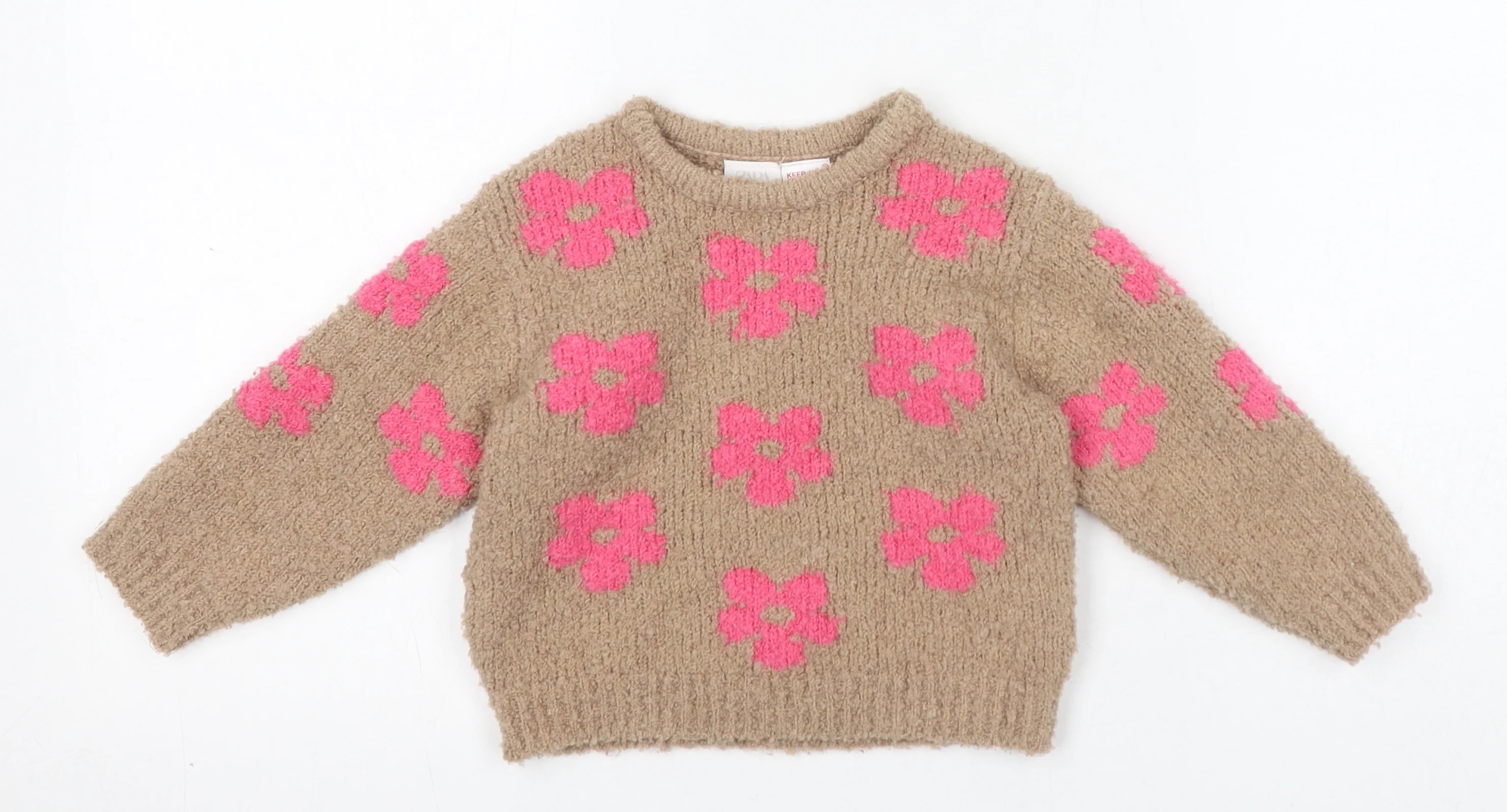 Zara Baby Brown Floral Polyester Pullover Jumper Size 18-24 Months Pullover