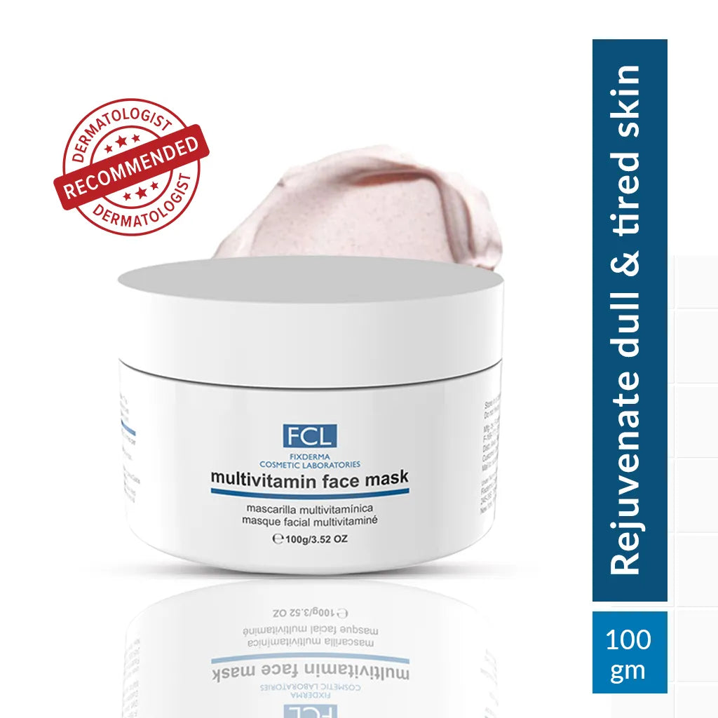 1% Vitamin E + 1% Vitamin C + 3.5% Vitamin B3 + 2% Vitamin B5 + 1.5% Vitamin F FCL Multivitamin Face Pack
