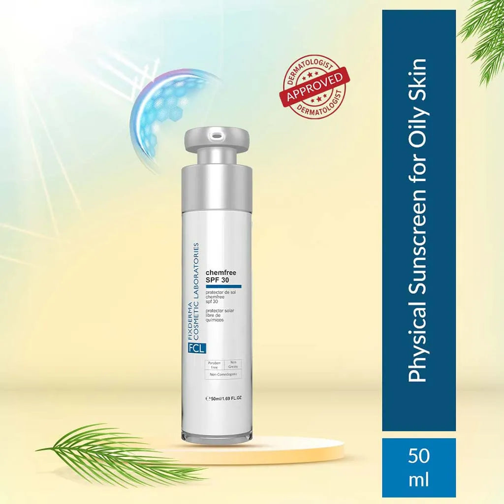 FCL Chemfree Sunscreen SPF 30 for Oily, Sensitive and Acne Prone Skin For Men and Women