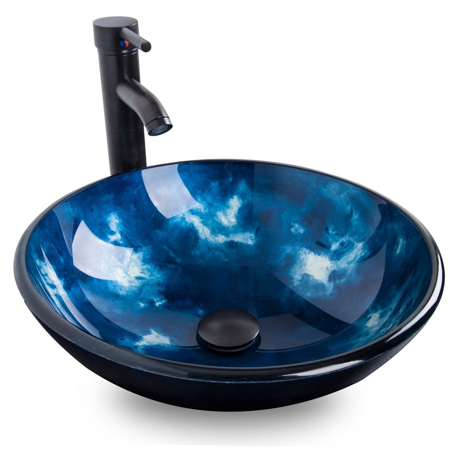 Artistic Ocean Blue Glass Sink BA20077