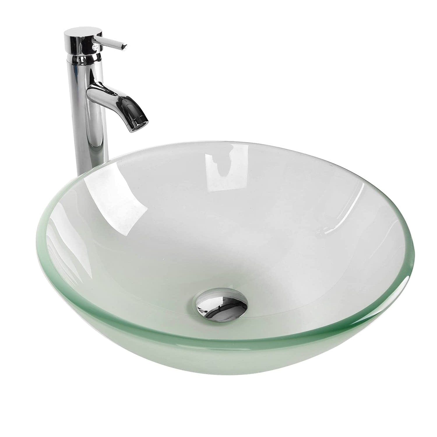 Round Sleek Frosted Glass Vessel Sink BA20103