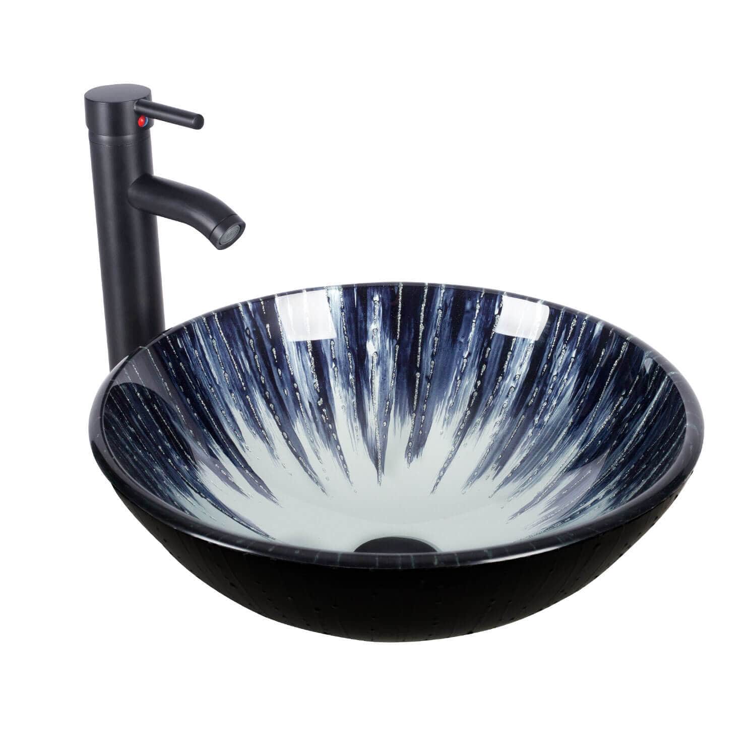 Dark Blue Round Bathroom Vessel Sink BG1003
