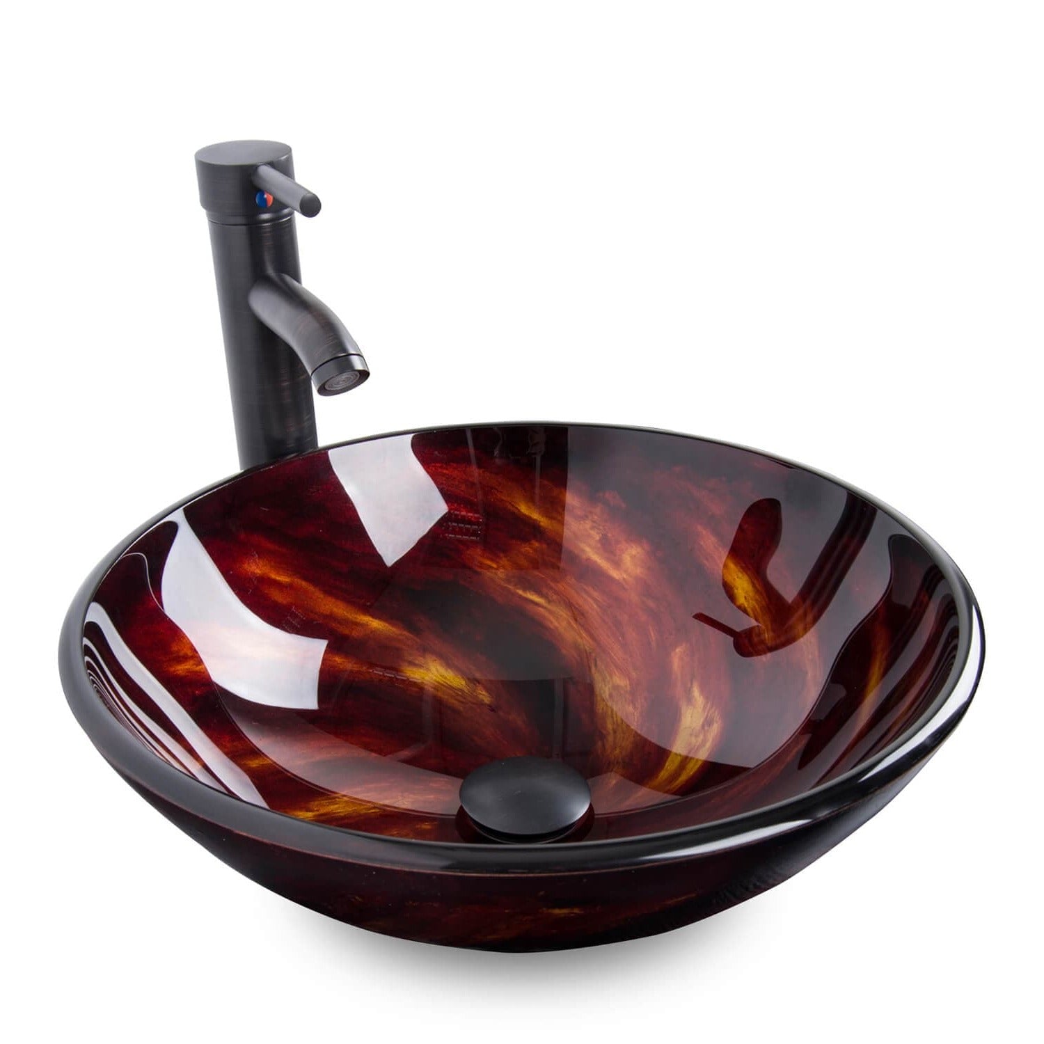 Flame Red Round Artistic Glass Basin BA20075