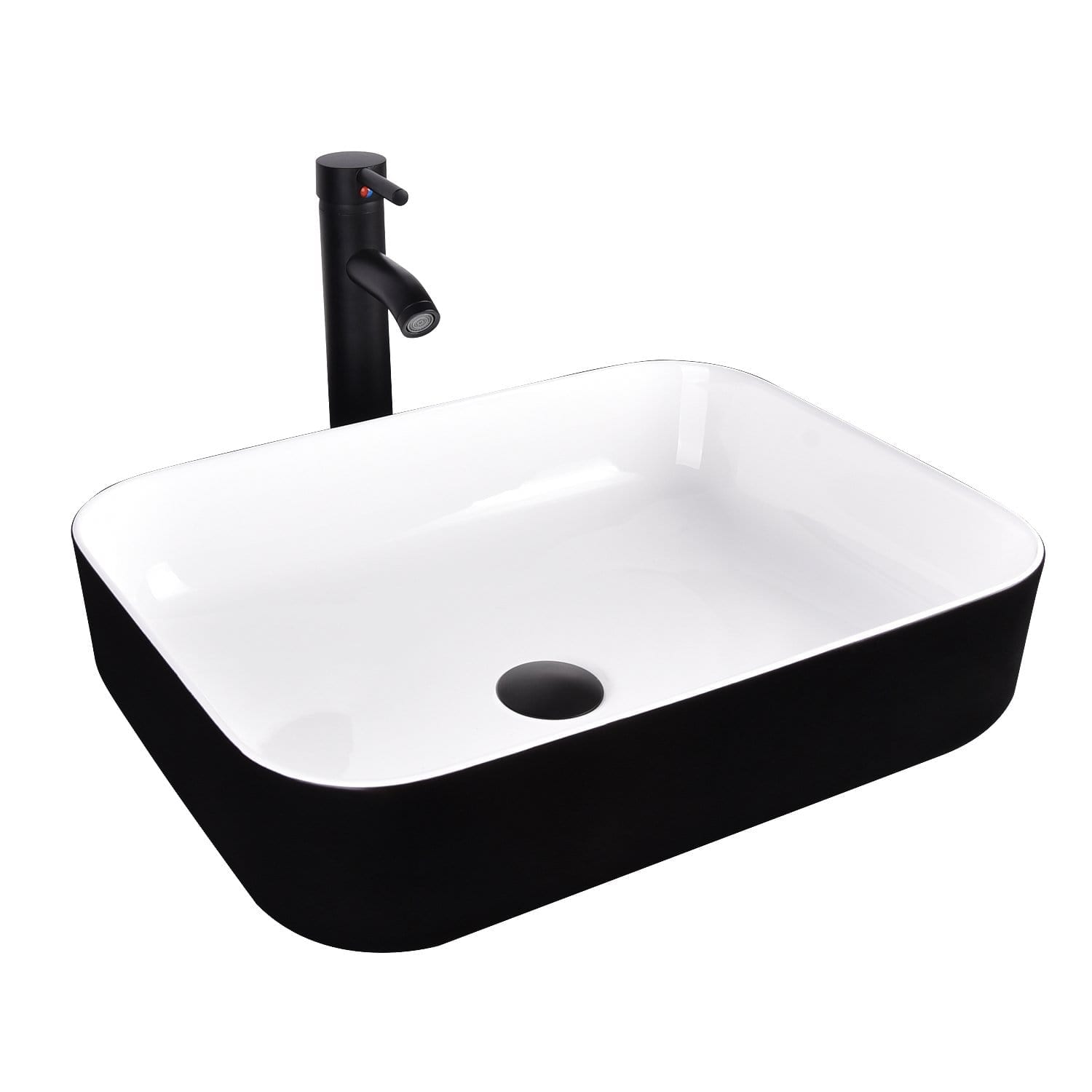 Black & White Rectangular Ceramic Vessel Sink HW1124
