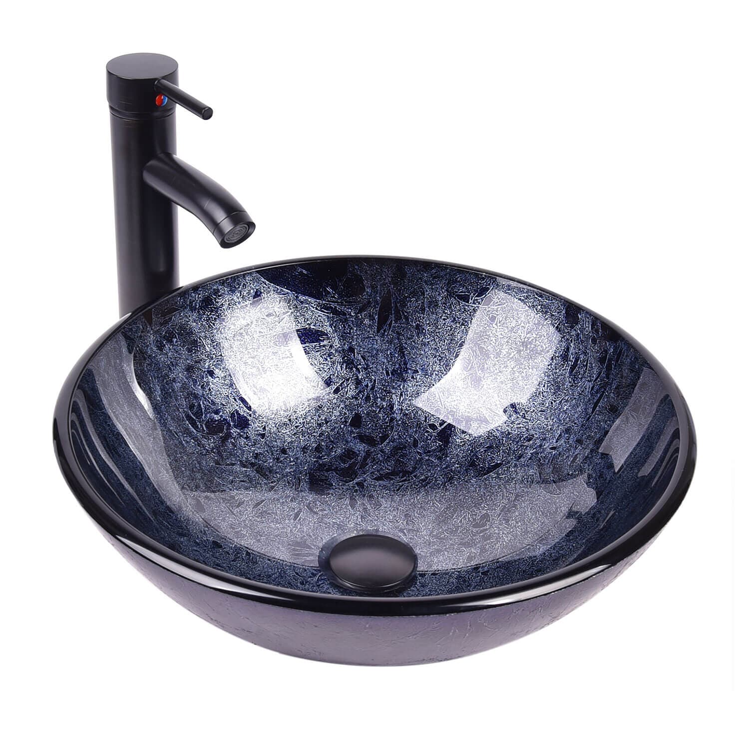 Bluish Grey Round Glass Vessel Sink BG1002