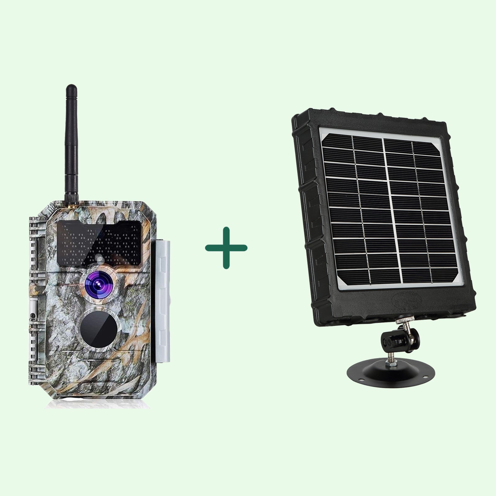 Bundle Wireless WiFi Wildlife Trail Camera with Night Vision Motion Activated 32MP 1296P Waterproof and Solarpanel-Kits 8000mAh | W600