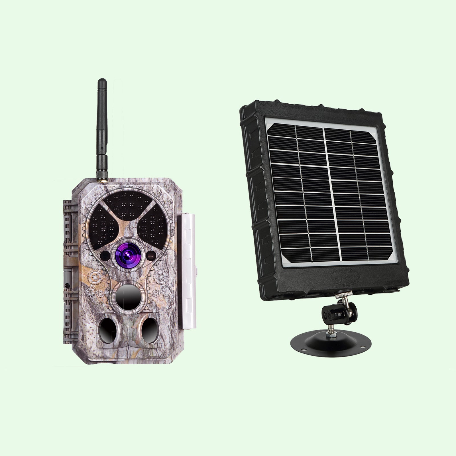 Bundle Wireless Bluetooth Wildlife Trail Camera with Night Vision Motion Activated 32MP 1296P Waterproof and Solarpanel-Kits 8000mAh  | A350W