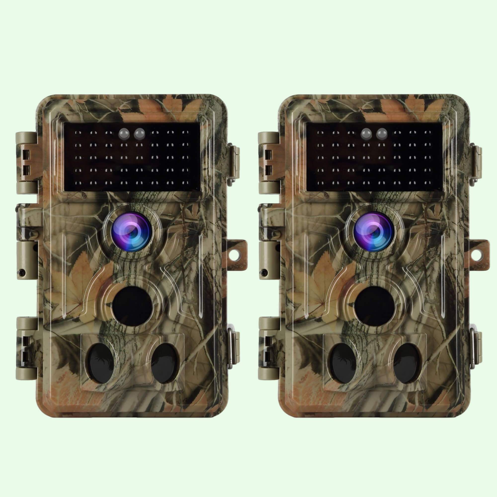 2-Pack Wildlife Trail Camera with No Glow Night Vision 0.1S Trigger Motion Activated 32MP 1296P IP66 Waterproof for Hunting & home security | A262