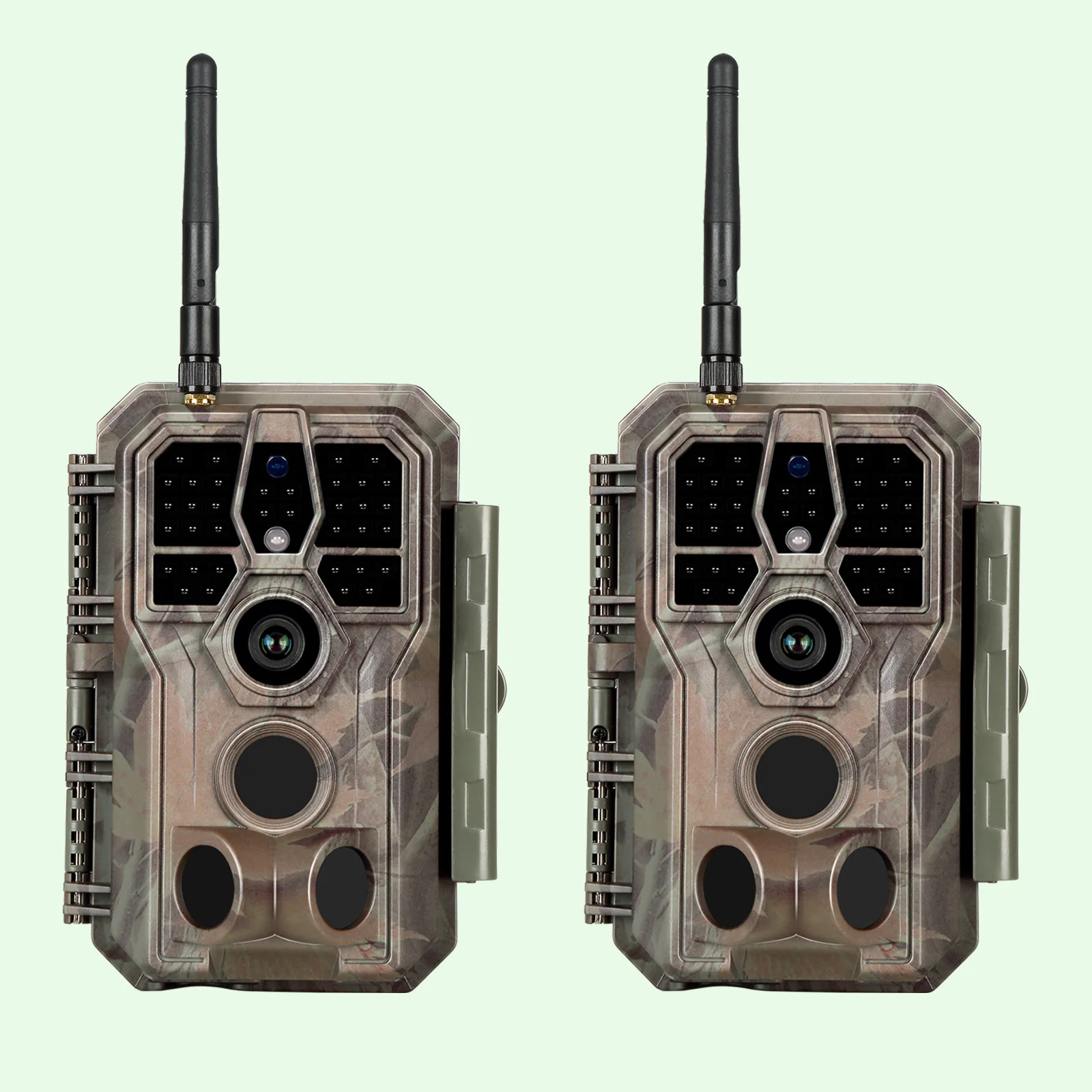 2-pack Wireless Bluetooth WildlifeTrail Camera with Night Vision Motion Activated 32MP 1296P Waterproof Stealth Camouflage for Hunting, Home Security | A280W Brown