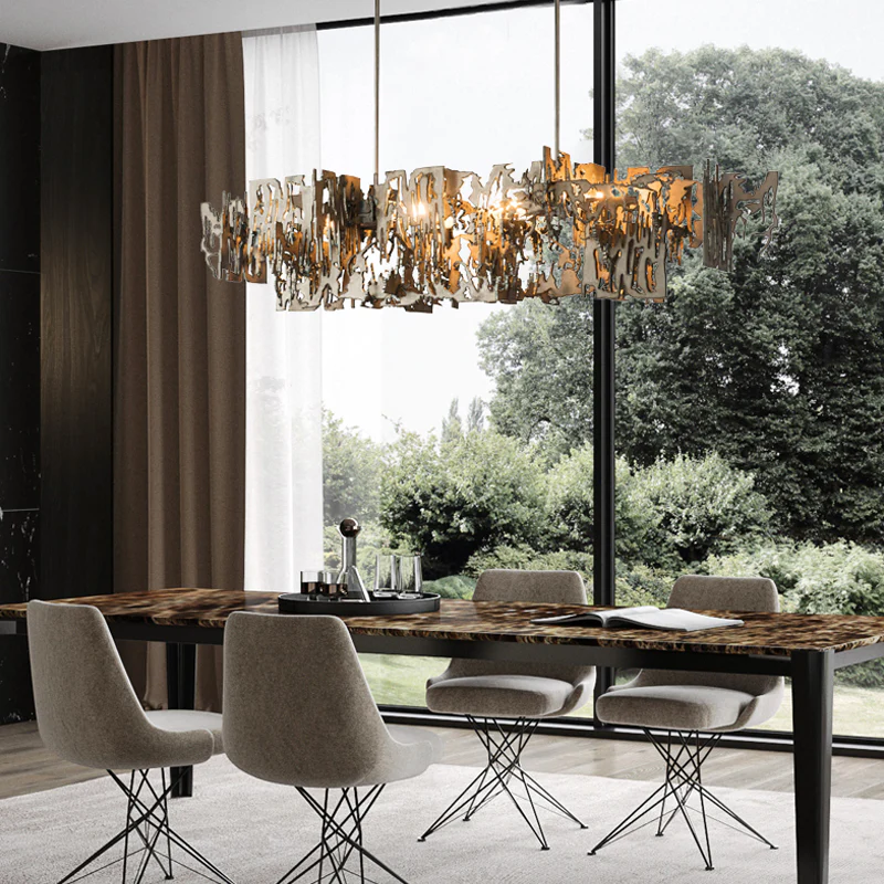 Simple Artistic Metal Dining Table Chandelier, Contemporary Chandelier