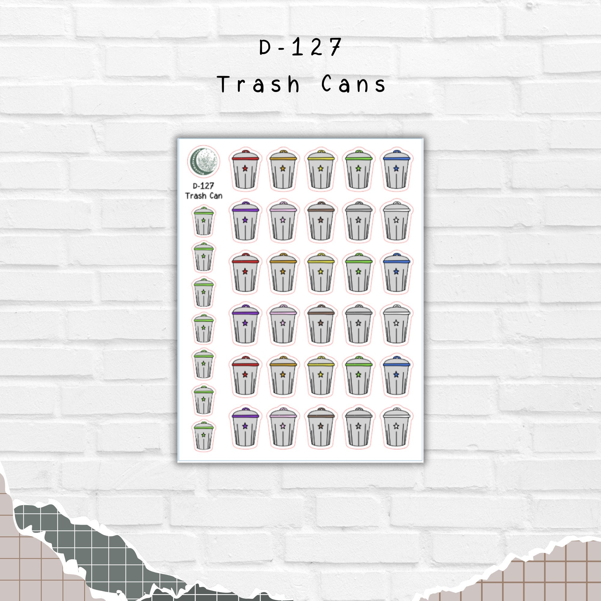 Trash Can Decorative Stickers, Deco | D-127