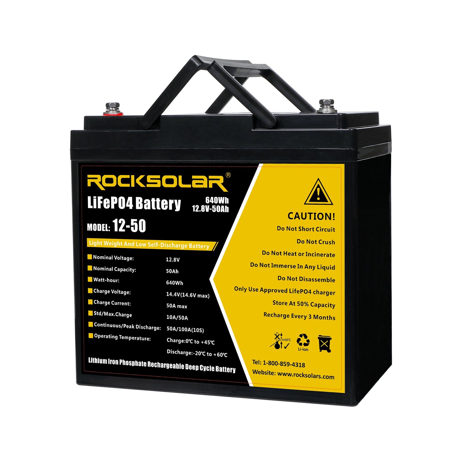 ROCKSOLAR 12V 50Ah Deep Cycle Lithium Battery (LIFEPO4)