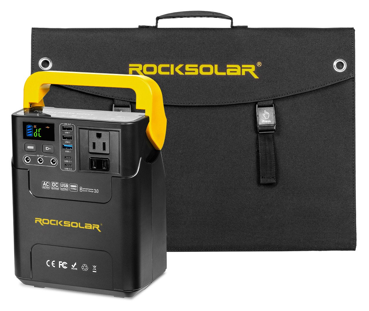 ROCKSOLAR Adventurer Pro 100W 133.2Wh Portable Solar Generator Kit