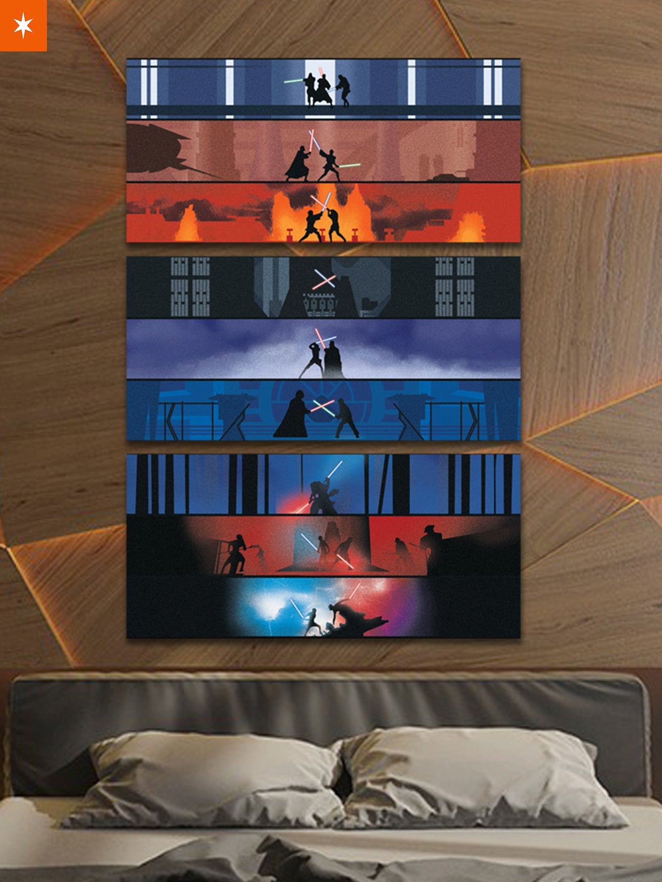 Lightsaber Battles 3 Piece Canvas