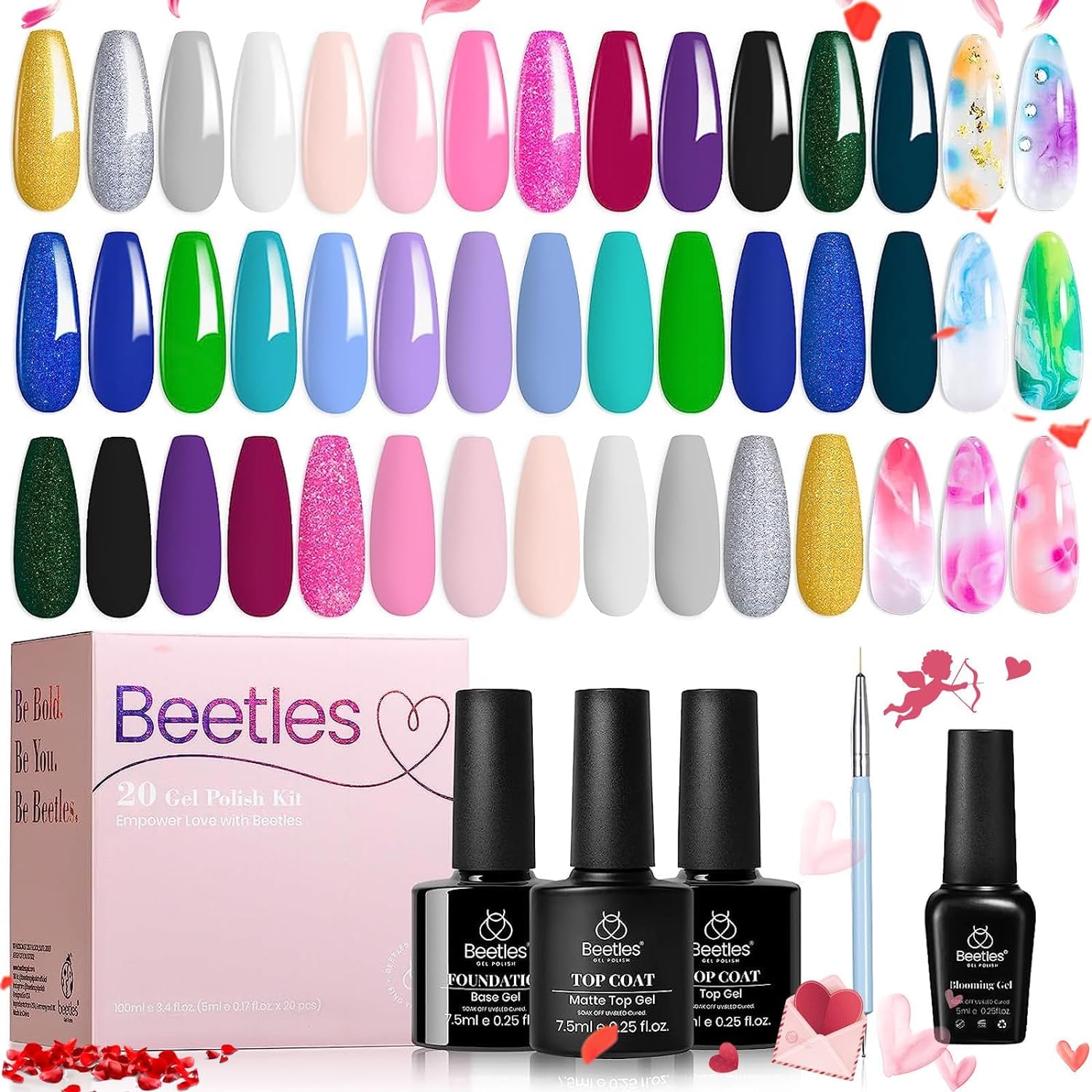 Light-years Away - 20 Gel Colors Set with Blooming Gel Top and Base Coat (5ml/Each)