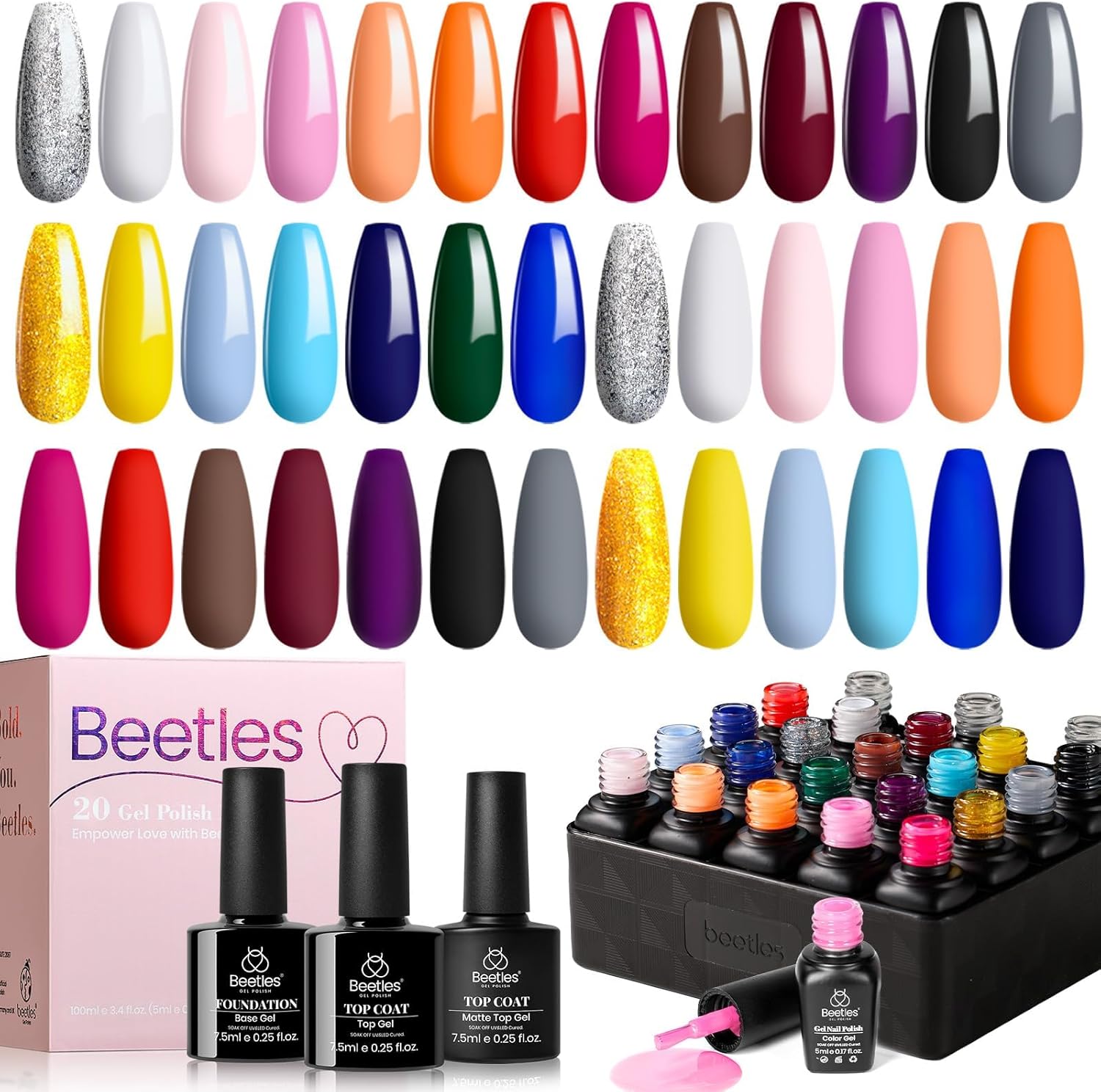 Perfect 21 - 20 Gel Colors Set with Top and Base Coat (5ml/Each)