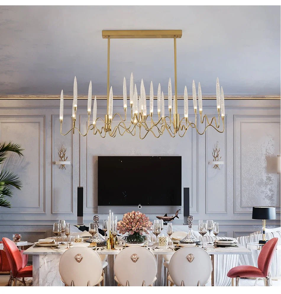 MIRODEMI® Altare | Icicle-shaped Gold Rectangle Crystal Chandelier