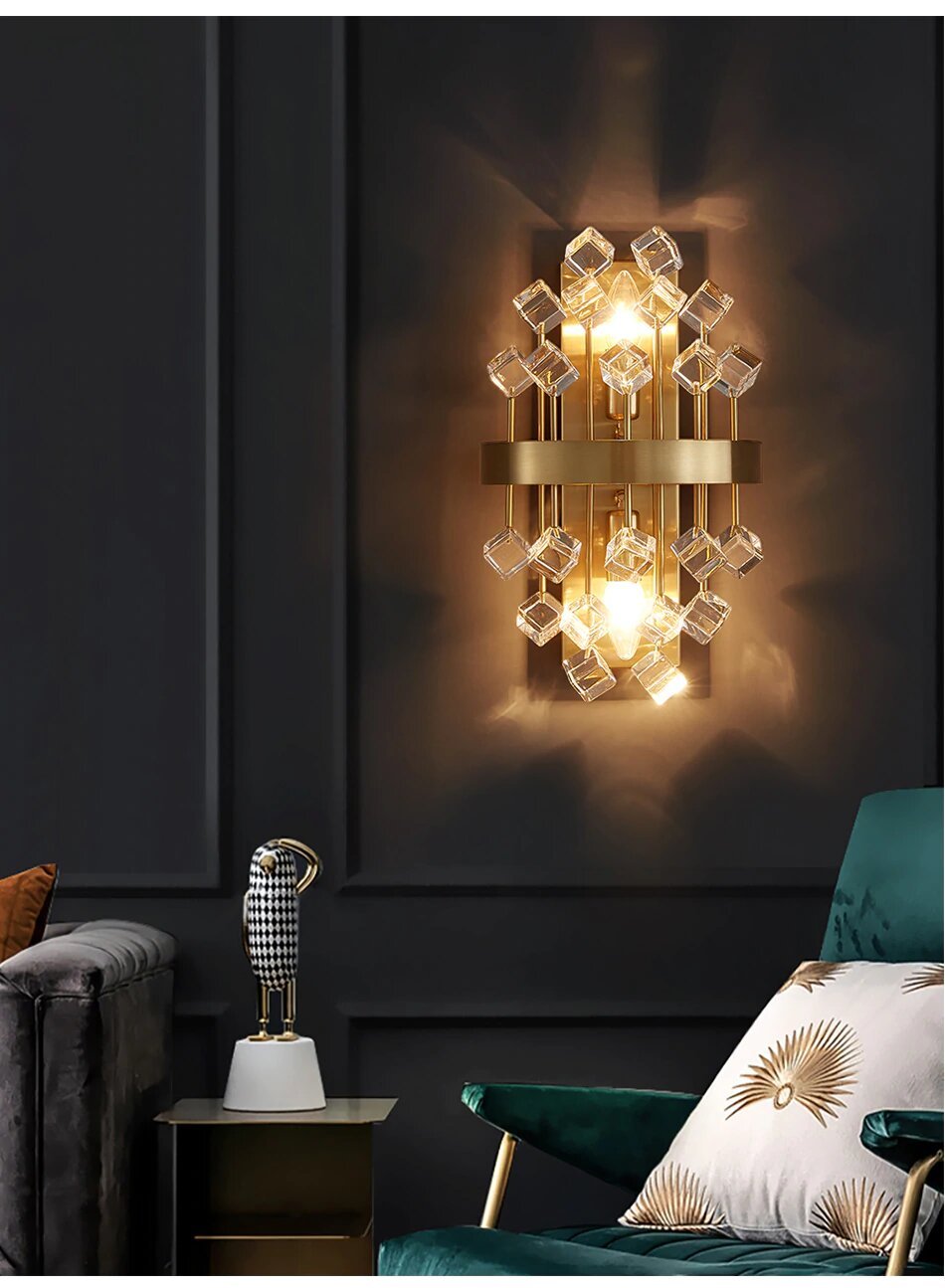 MIRODEMI® Wall light fixture with cube crystals