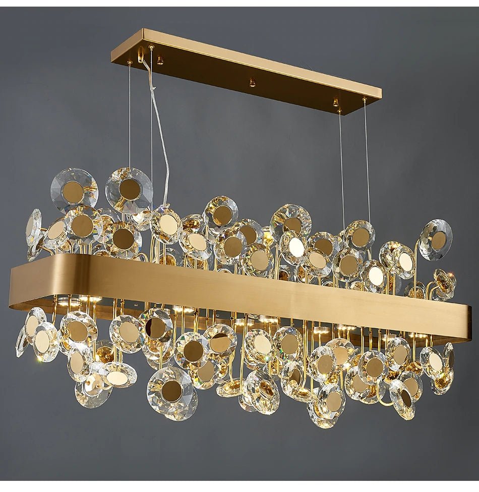 MIRODEMI® Garlenda | Trendy Rectangle Gold Crystal Chandelier
