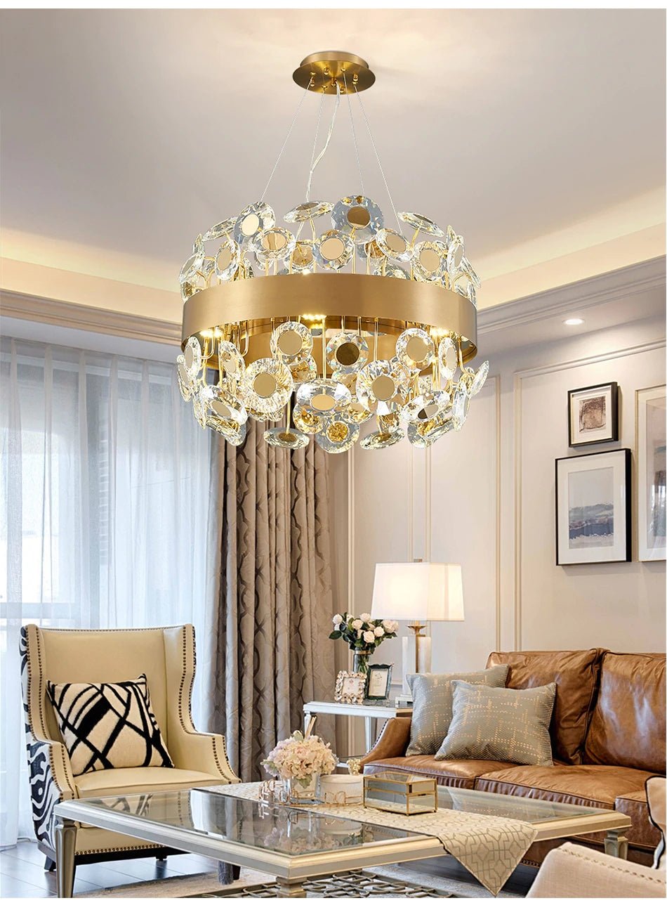MIRODEMI® Luxury drum black/gold crystal chandelier