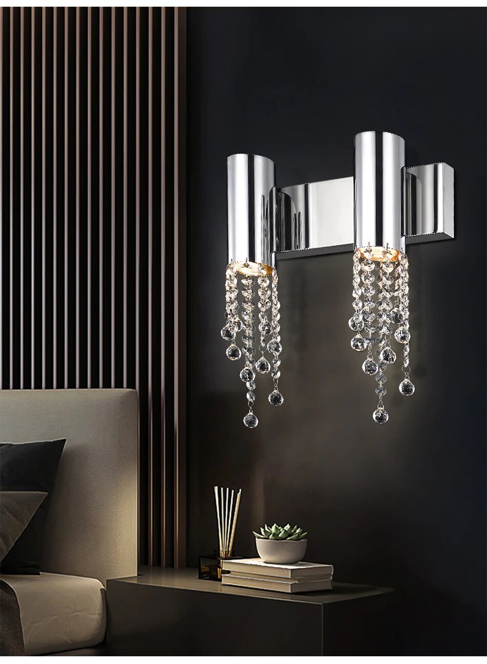 MIRODEMI® 14" Modern chrome 2 lights wall sconce