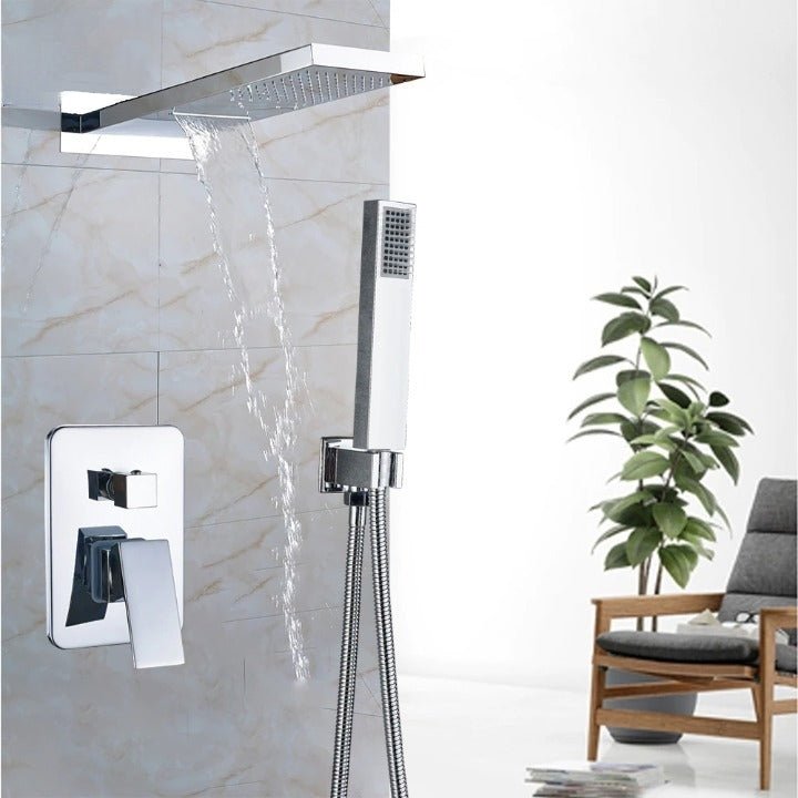 MIRODEMI® Chrome/Black/Gold Rain Waterfall Shower Head With 3-ways Control