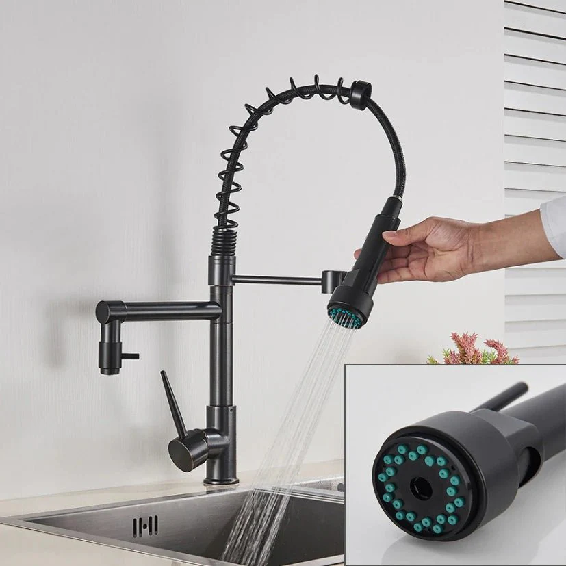 MIRODEMI® Chrome/black/nickel Pull Down Kitchen Sink Faucet With Dual Spout Deck Mounted