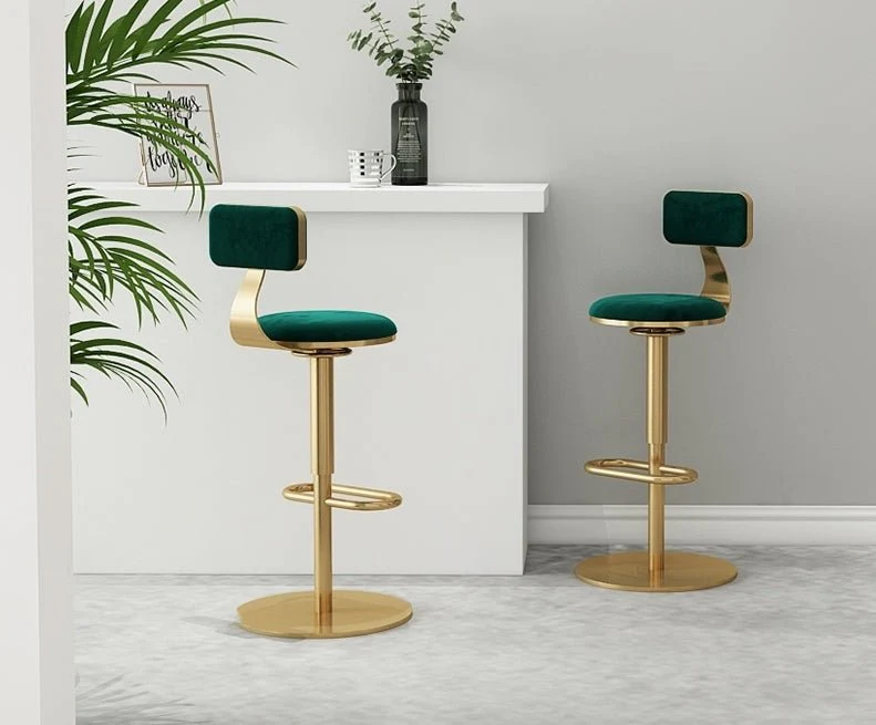 Luxury Round Rotating and Lifting Bar Stool with Backrest