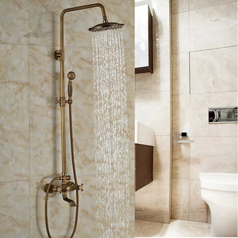 MIRODEMI® Bronze Rainfall Shower Mixer Faucet Wall Mounted System With Handshower