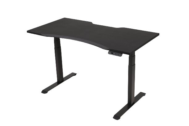 Carbon Fibre Pattern Black Height Adjustable Dual Motor 3 Stage Electric Sit Stand Desk