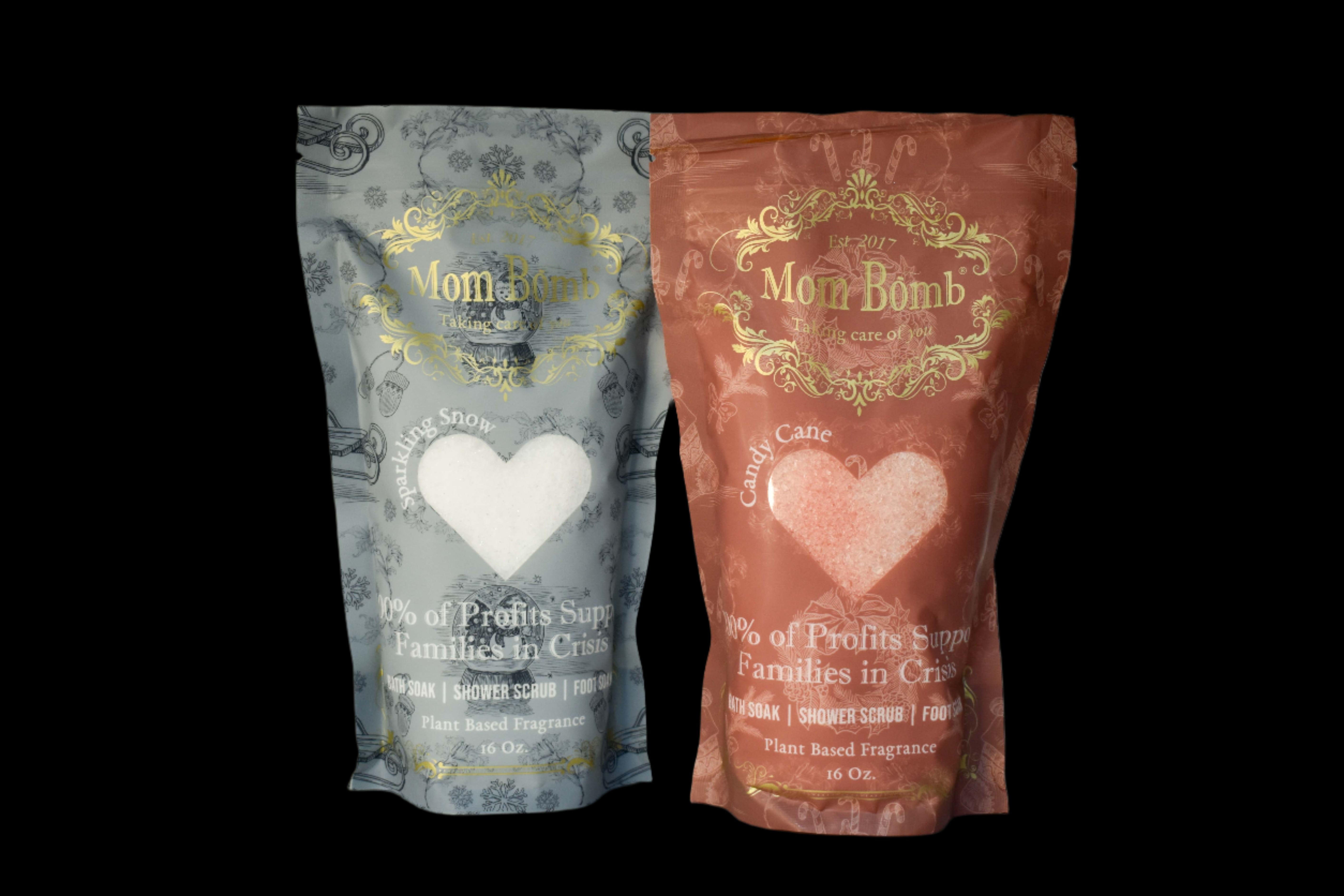Candy Cane & Sparkling Snow Bath Salts | Shower Soak |Foot Scrub Combo