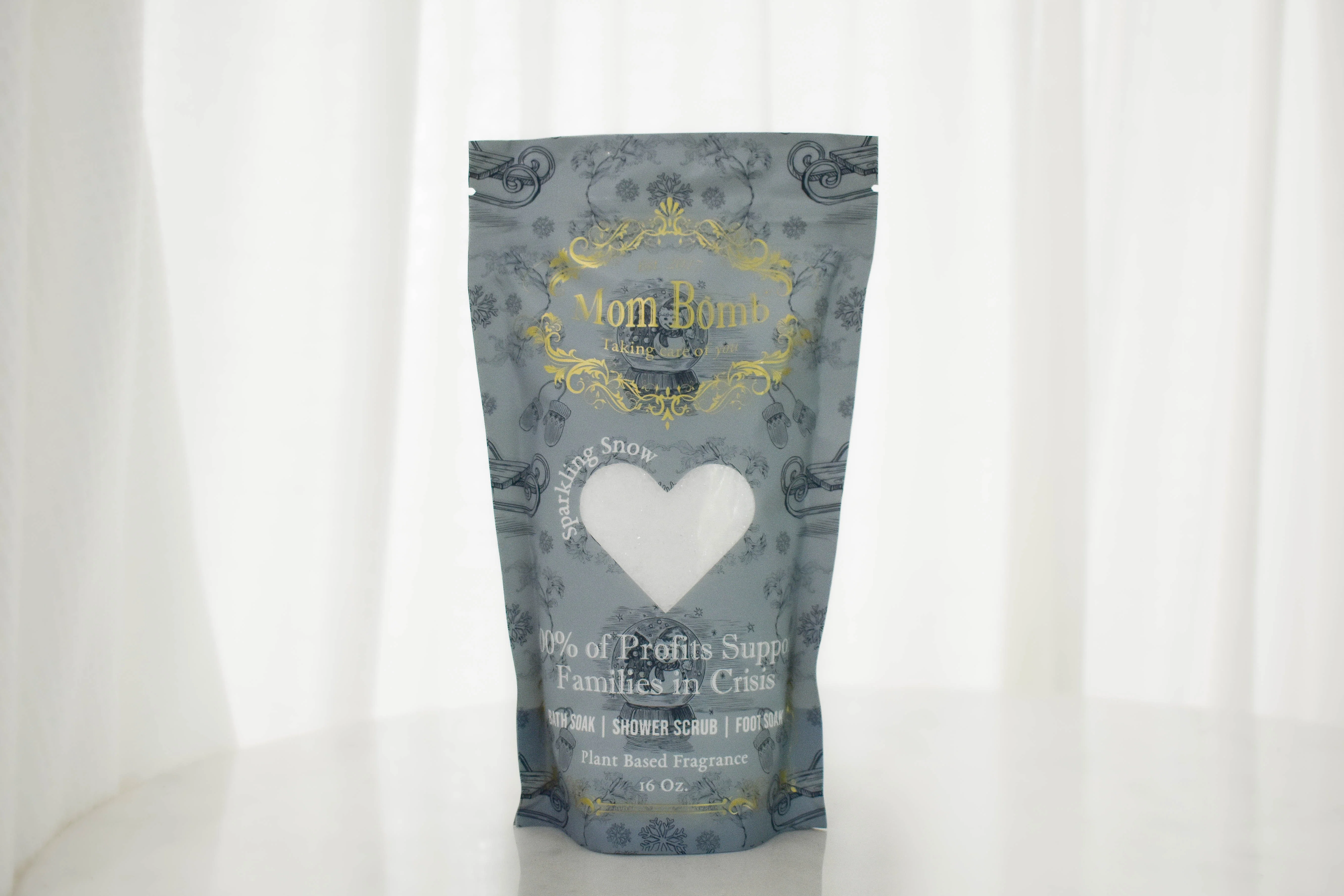 Sparkling Snow Bath Salts Shower Scrub Foot Soak by Mom Bomb
